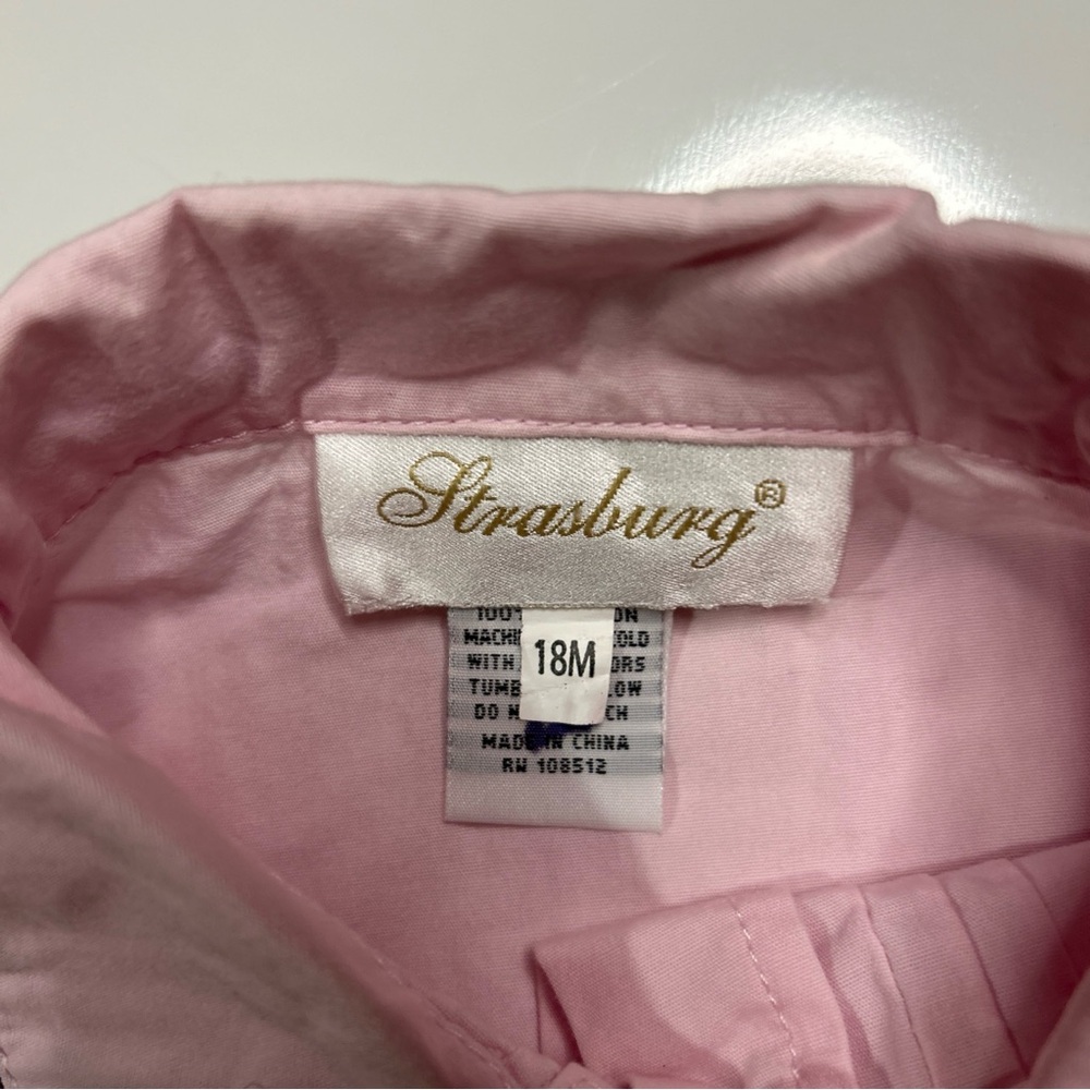 VINTAGE Strasburg Two Piece Dress Girls 18 Months Pink Blouse Pink Brown Plaid - Picture 8 of 13